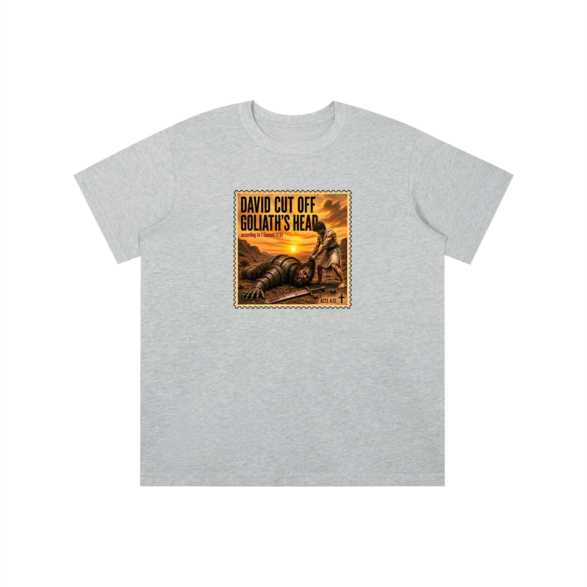 David cut off Goliath's head according to 1 Samuel 17:51 youth T-shirt