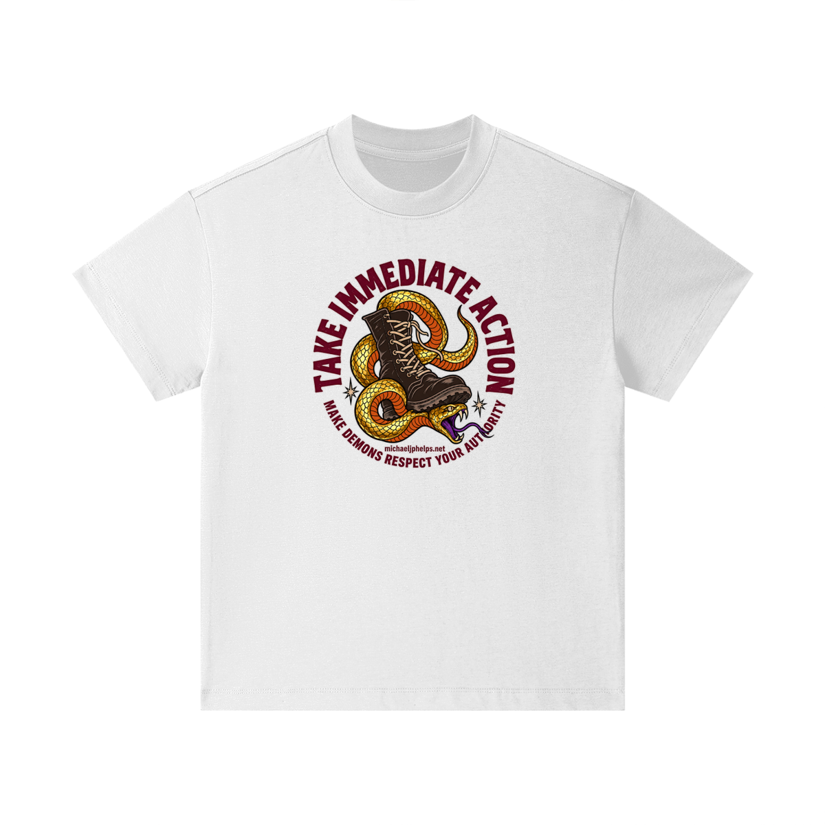 TAKE IMMEDIATE ACTION MAKE DEMONS RESPECT YOUR AUTHORITY michaeljphelps.net Kids T-Shirt