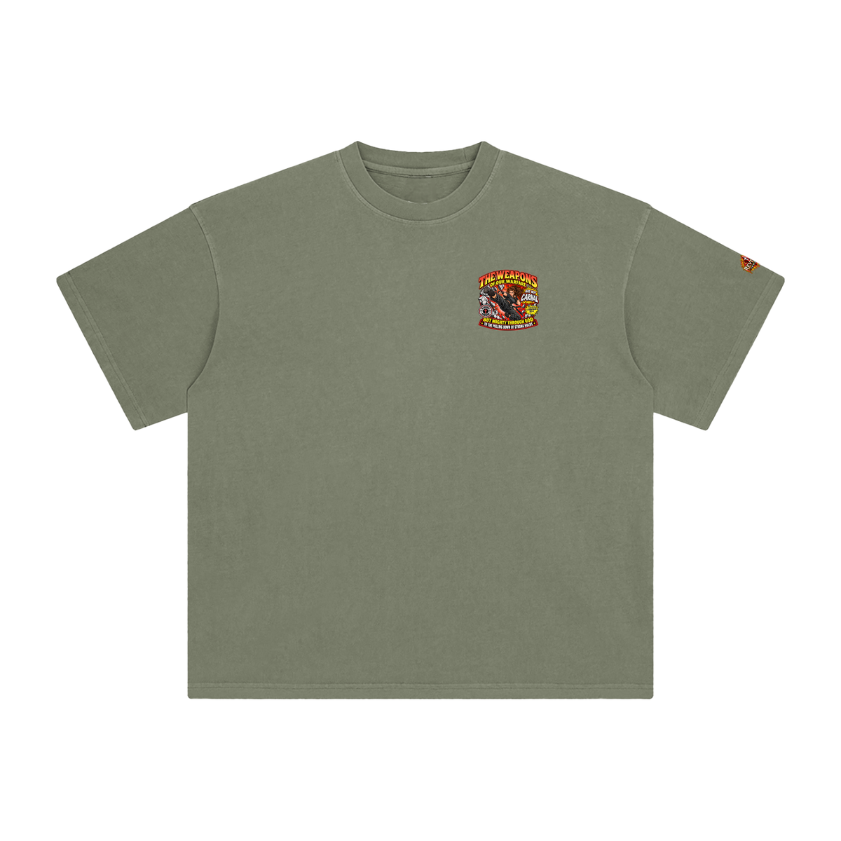 THE WEAPONS OF OUR WARFARE ARE NOT CARNAL INSPIRED BY 2 CORINTHIANS 10:4 BUT MIGHTY THROUGH GOD TO THE PULLING DOWN OF STRONG HOLDS REVIVAL ARMOUR T-Shirt