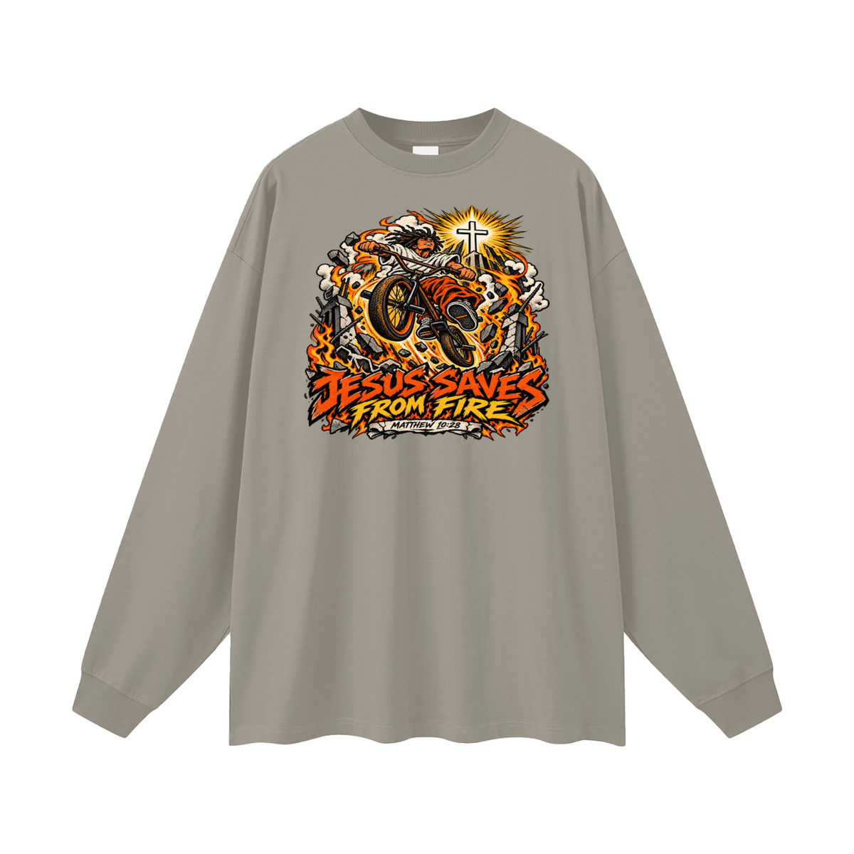 JESUS SAVES FROM FIRE Long Sleeve T-Shirt