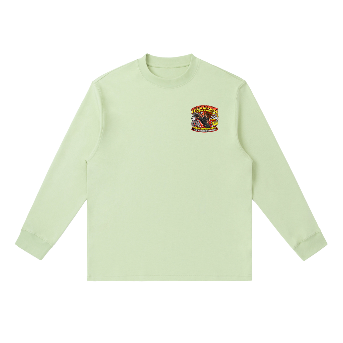 THE WEAPONS OF OUR WARFARE ARE NOT CARNAL INSPIRED BY 2 CORINTHIANS 10:4 BUT MIGHTY THROUGH GOD TO THE PULLING DOWN OF STRONG HOLDS REVIVAL ARMOUR Long-Sleeve T-Shirt