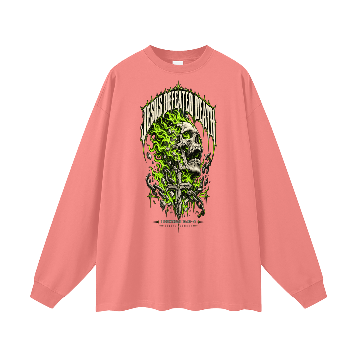 JESUS DEFEATED DEATH - 1 CORINTHIANS 15:55-57- Long Sleeve T-Shirt
