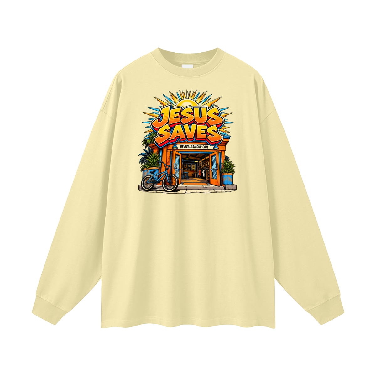JESUS SAVES REVIVALARMOUR.COM Long Sleeve T-Shirt