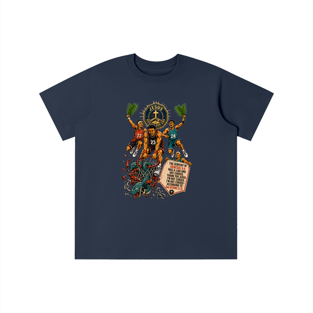 THE SERPENT IN GENESIS 3:4 WAS A LIAR AND GOT CURSED. THANK YOU JESUS. I'M NOT CURSED. I'M NOT CURSED ACCORDING TO GALATIANS 3:13. youth T-shirt
