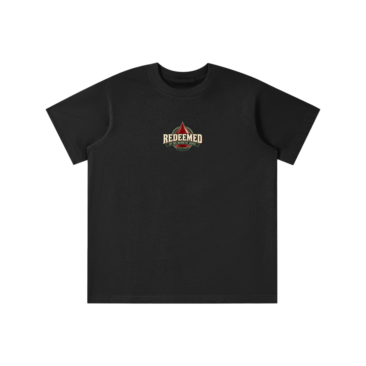 REDEEMED BY THE BLOOD OF JESUS -REVIVAL ARMOUR- -EPHESIANS 1:7-  youth T-shirt