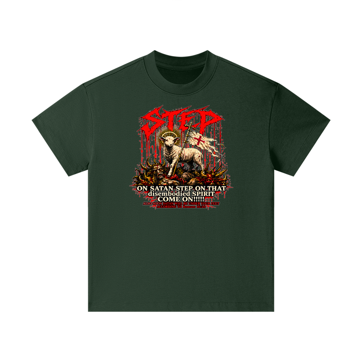 STEP ON SATAN STEP ON THAT disembodied SPIRIT COME ON!!!!! ALSO SOON SATAN WILL BE UNDER YOUR FEET ACCORDING TO Romans 16:20 Kids T-Shirt