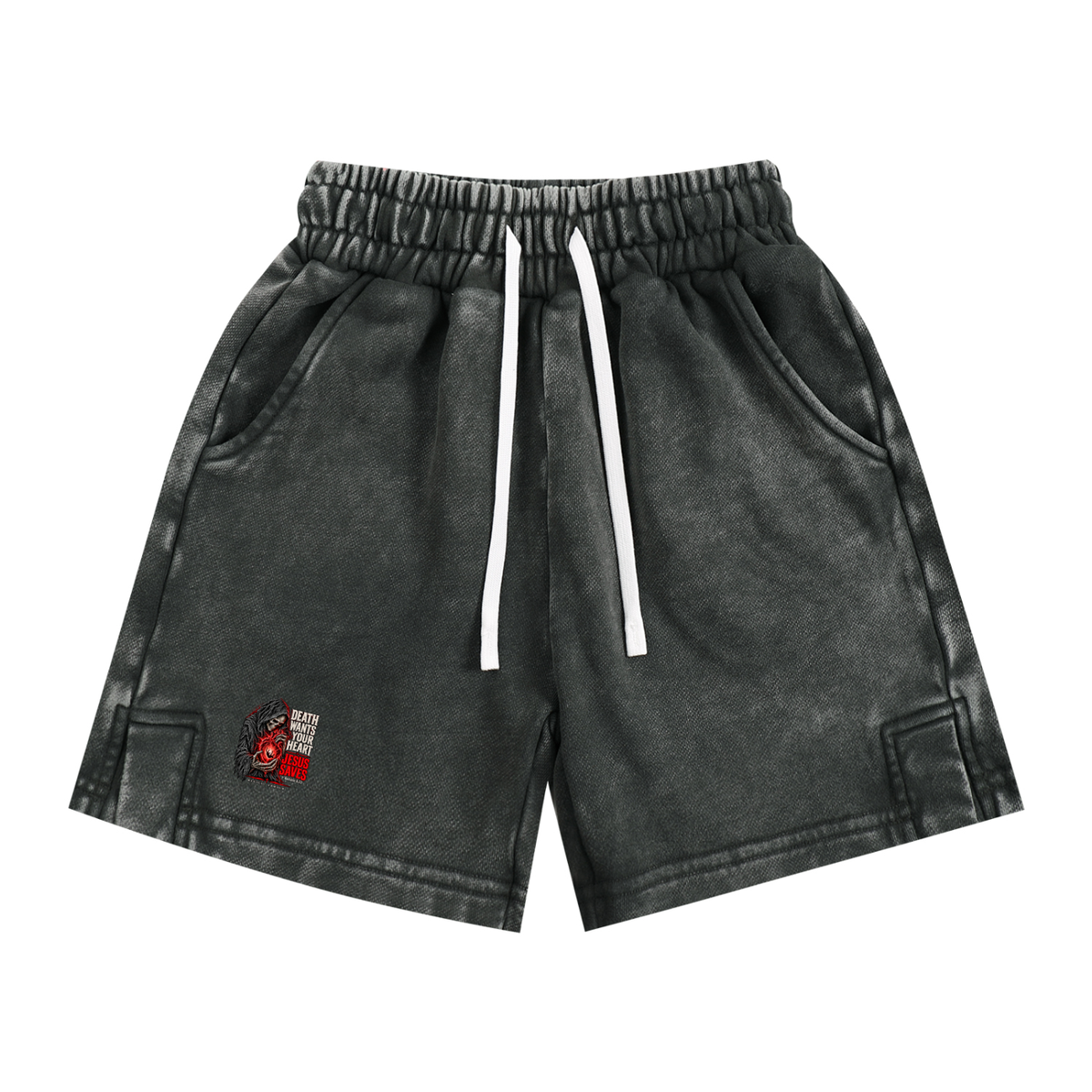 DEATH WANTS YOUR HEART JESUS SAVES ROMANS 6:23 REVIVAL ARMOUR Kids' Shorts