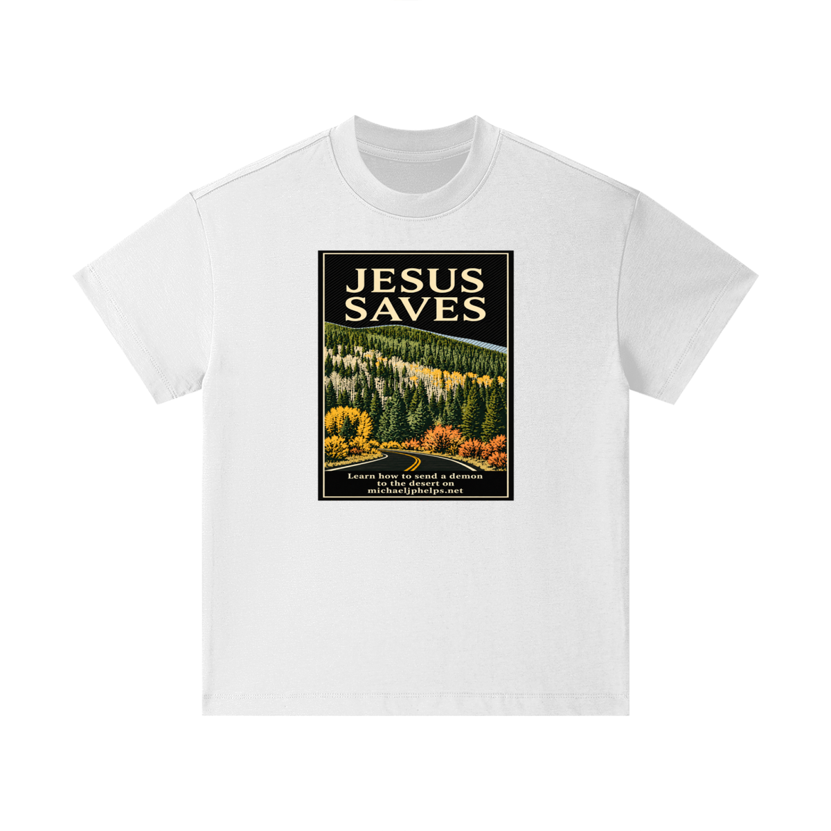 JESUS SAVES Learn how to send a demon to the desert on michaeljphelps.net Kids T-Shirt