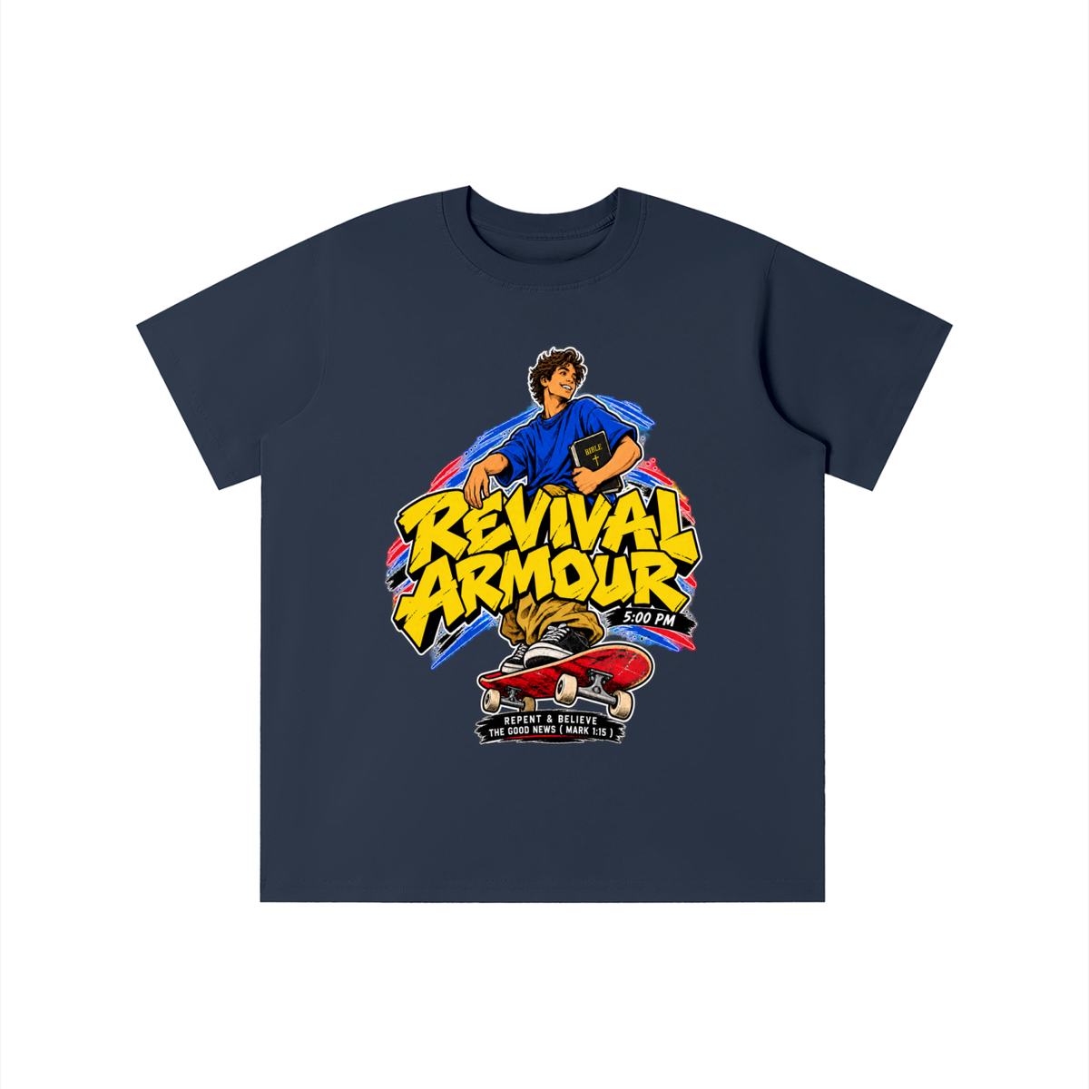 REVIVAL ARMOUR 5:00PM REPENT & BELIEVE THE GOOD NEWS ( MARK 1:15 ) youth T-shirt