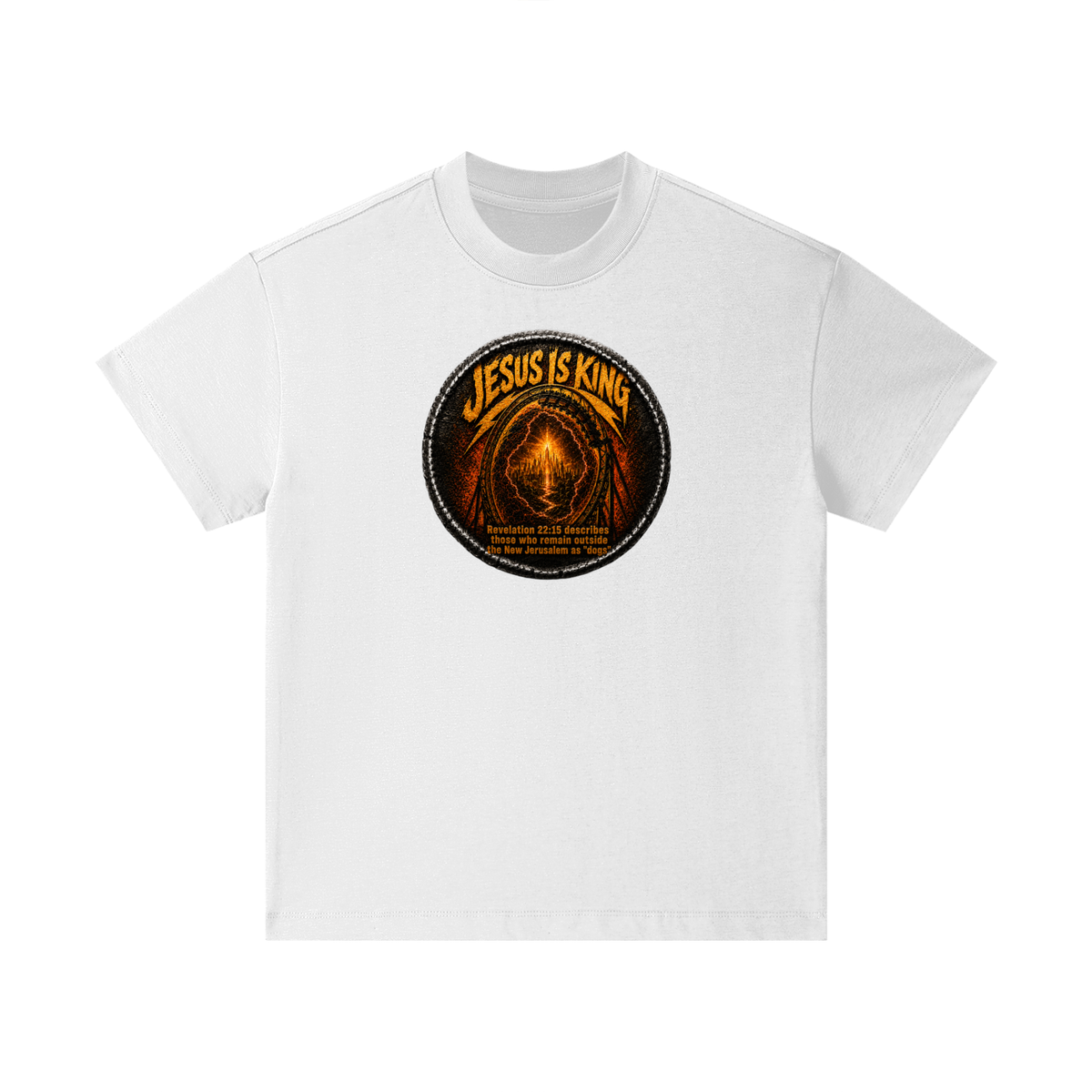 Jesus is king Revelation 22:15 describes those who remain outside the new Jerusalem as "dogs" Kids T-Shirt