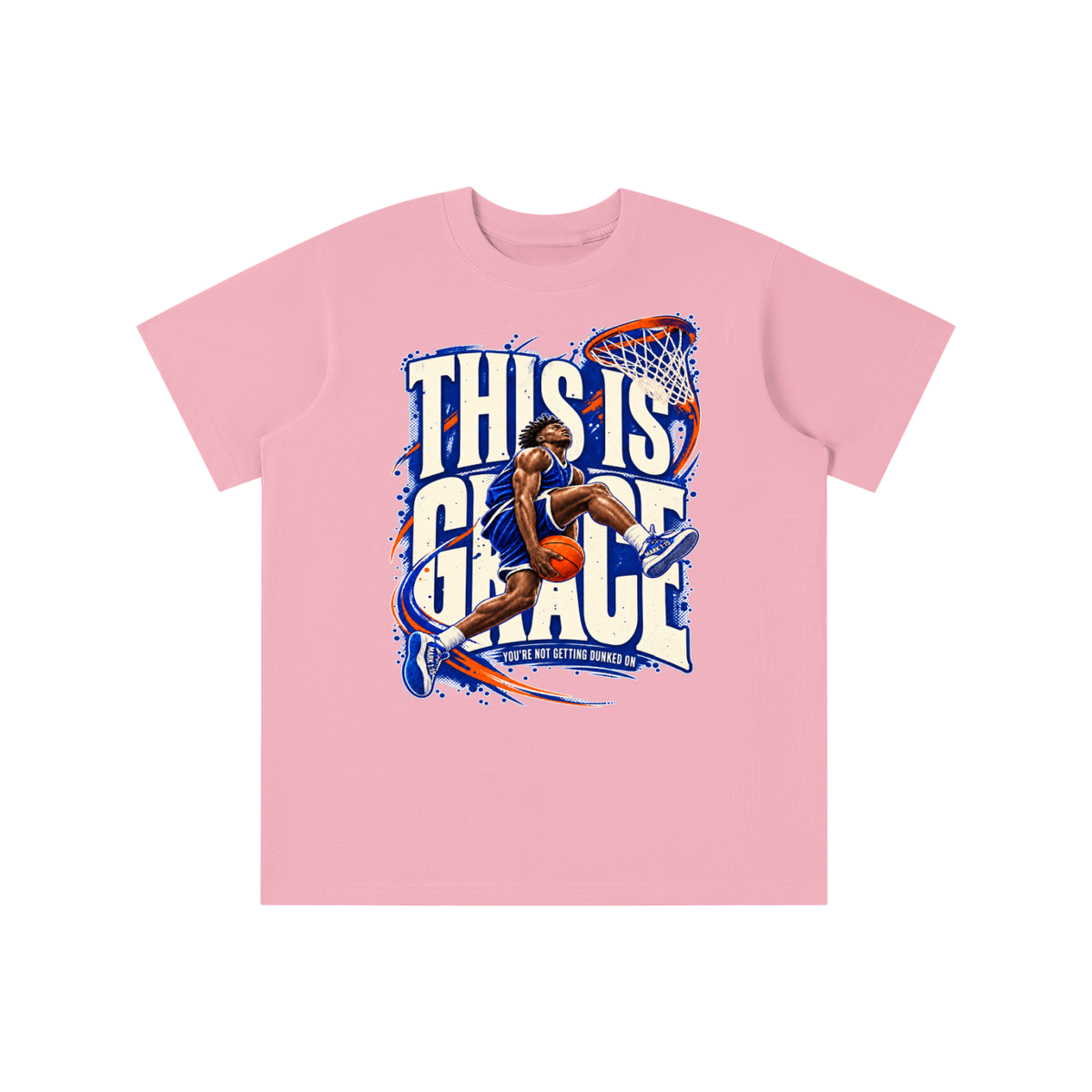 THIS IS GRACE YOU'RE NO GETTING DUNKED ON ( MARK 1:15 IS ON HIS SHOES ) youth T-shirt