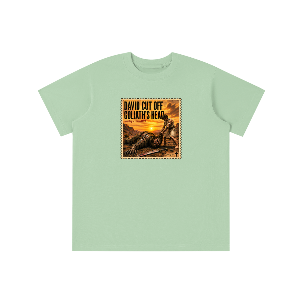 David cut off Goliath's head according to 1 Samuel 17:51 youth T-shirt