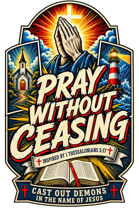 PRAY WITHOUT CEASING INSPIRED 1 THESSALONIANS 5:17 CAST OUT DEMONS IN THE NAME OF JESUS T-Shirt