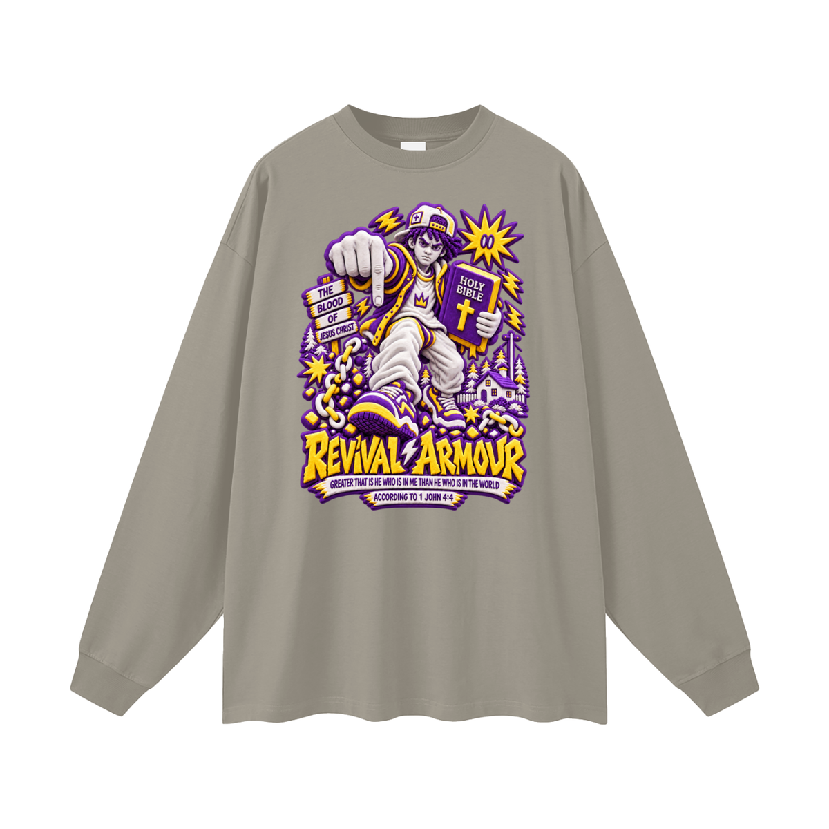 GREATER THAT IS HE WHO IS IN ME THAN WHO IS IN THE WORLD ACCORDING TO 1 JOHN 4:4 Long Sleeve T-Shirt