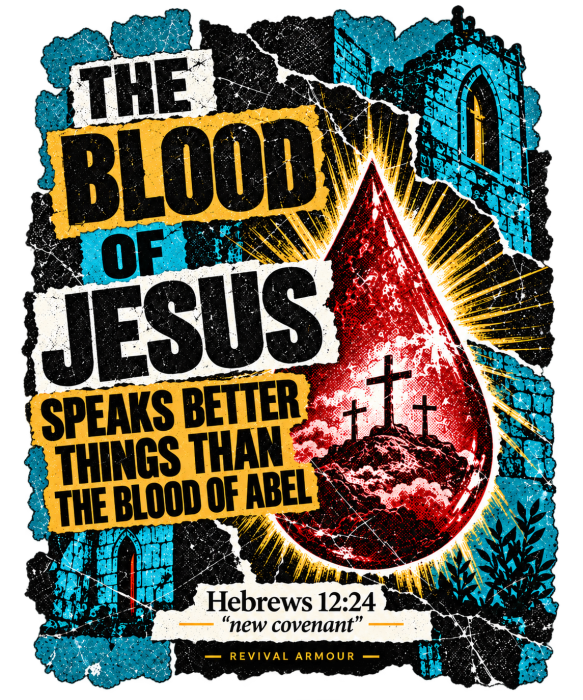 REIVAL ARMOUR THE BLOOD OF JESUS SPEAKS BETTER THINGS THAN THE BLOOD OF ABEL HEBREWS 12:24 "new covenant" -REVIVAL ARMOUR- youth T-shirt