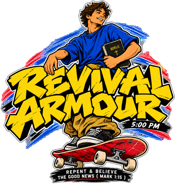 REVIVAL ARMOUR 5:00PM REPENT & BELIEVE THE GOOD NEWS ( MARK 1:15 ) youth T-shirt