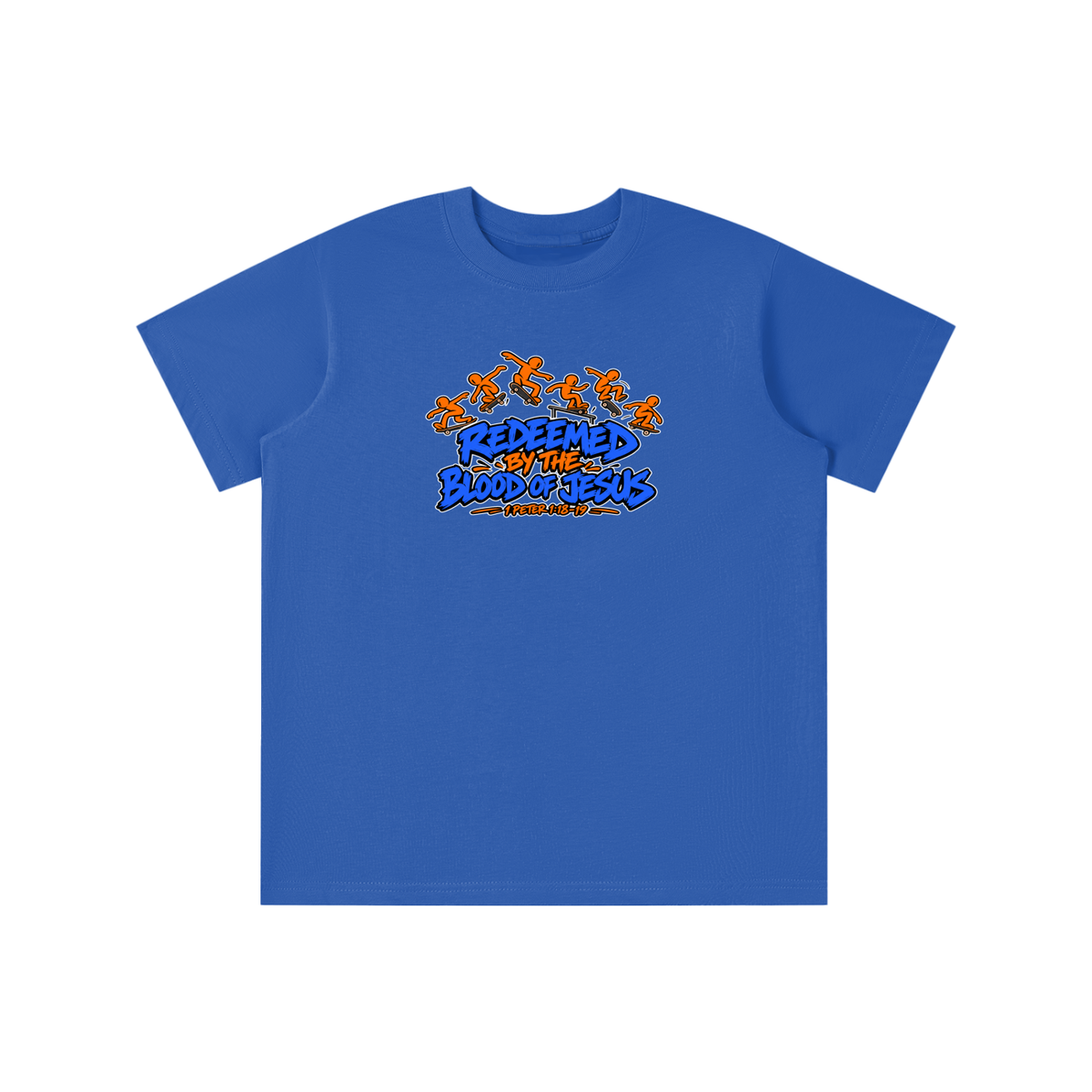 REDEEMED BY THE BLOOD OF JESUS - 1 PETER 1:18-19 - youth T-shirt