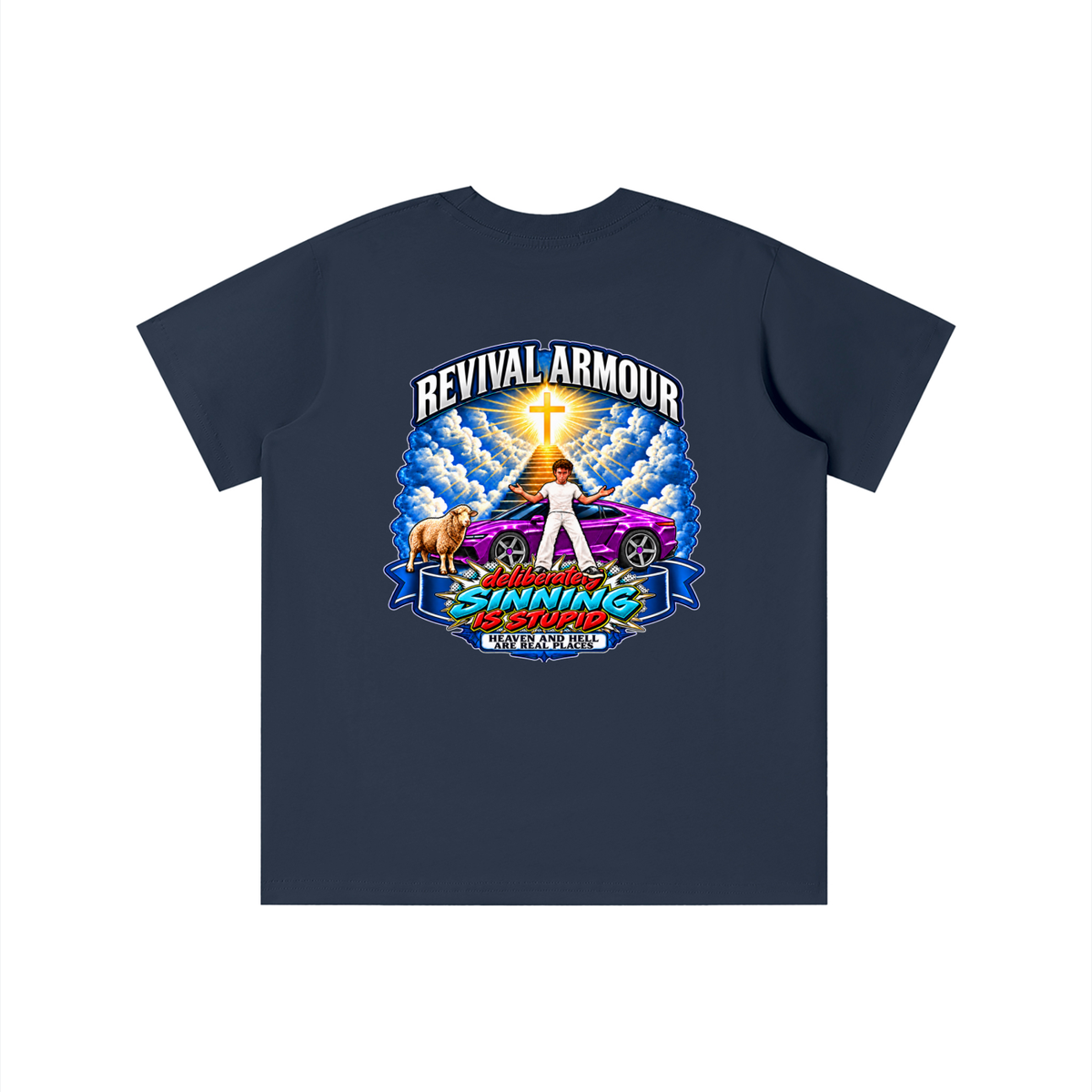 REVIVAL ARMOUR deliberately SINNING IS STUPID HEAVEN AND HELL ARE REAL PLACES DITCH UNGODLINESS Triggered by MARK 1:15 youth T-shirt