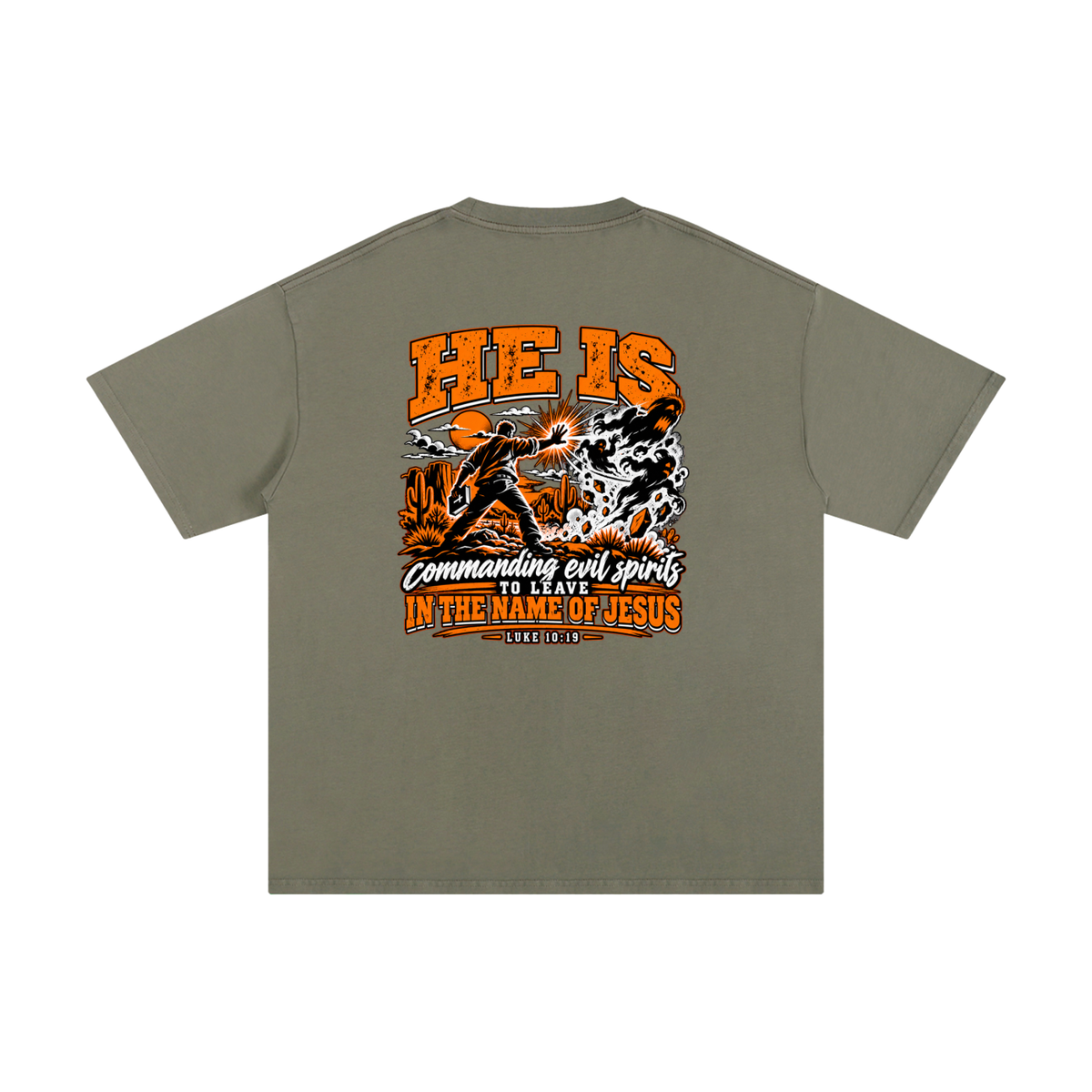 THE WEAPONS OF OUR WARFARE ARE NOT CARNAL HE IS COMMANDING EVIL SPIRITS TO LEAVE IN THE NAME OF JESUS - LUKE 10:19 - T-Shirt