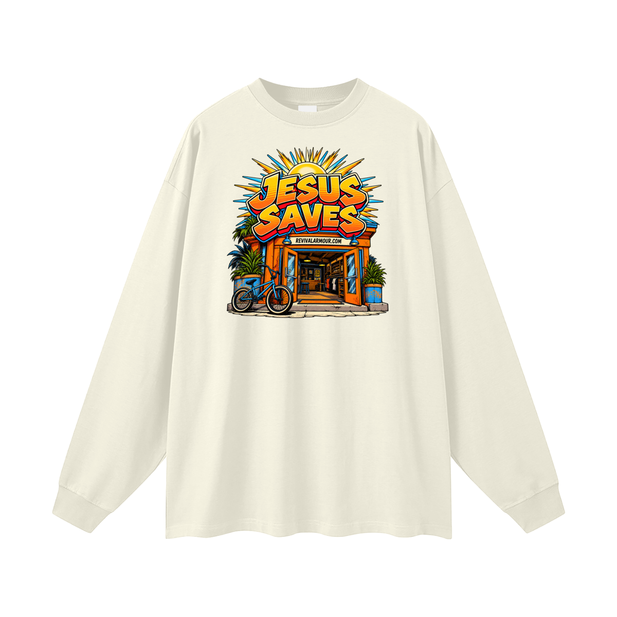 JESUS SAVES REVIVALARMOUR.COM Long Sleeve T-Shirt