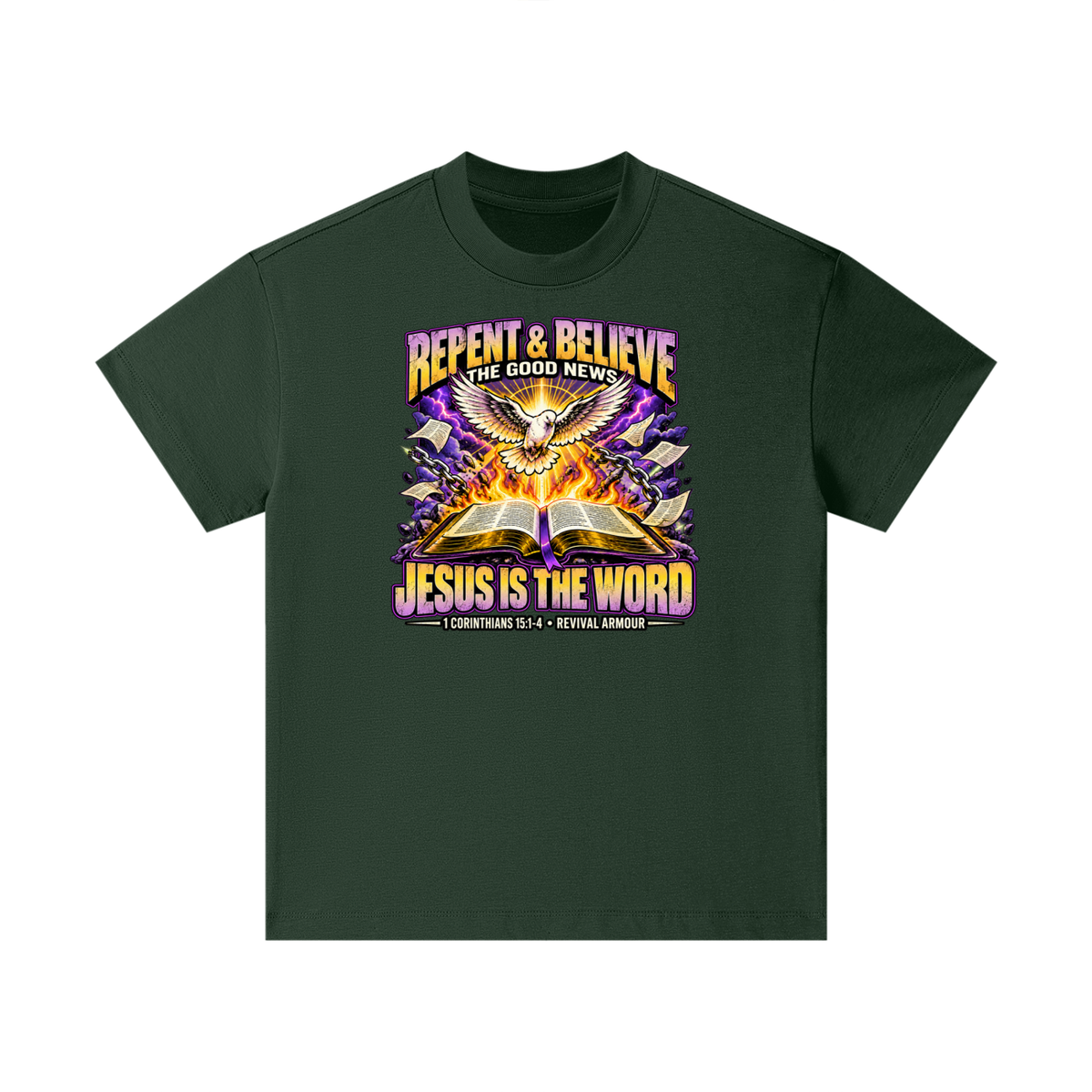 REPENT & BELIEVE THE GOOD NEW JESUS IS THE WORD 1 CORINTHIANS 15:1-4 REVIVAL ARMOUR Kids T-Shirt