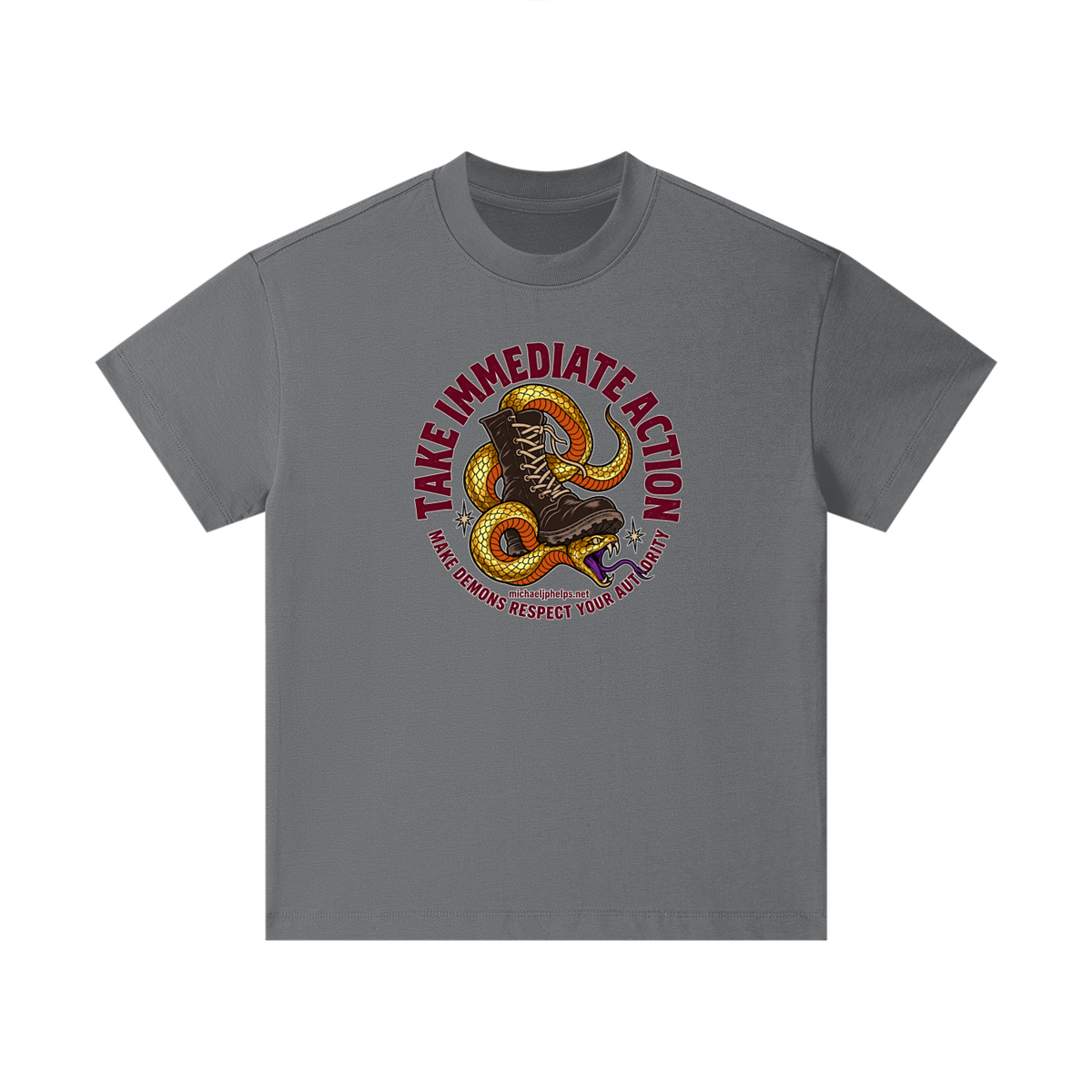 TAKE IMMEDIATE ACTION MAKE DEMONS RESPECT YOUR AUTHORITY michaeljphelps.net Kids T-Shirt