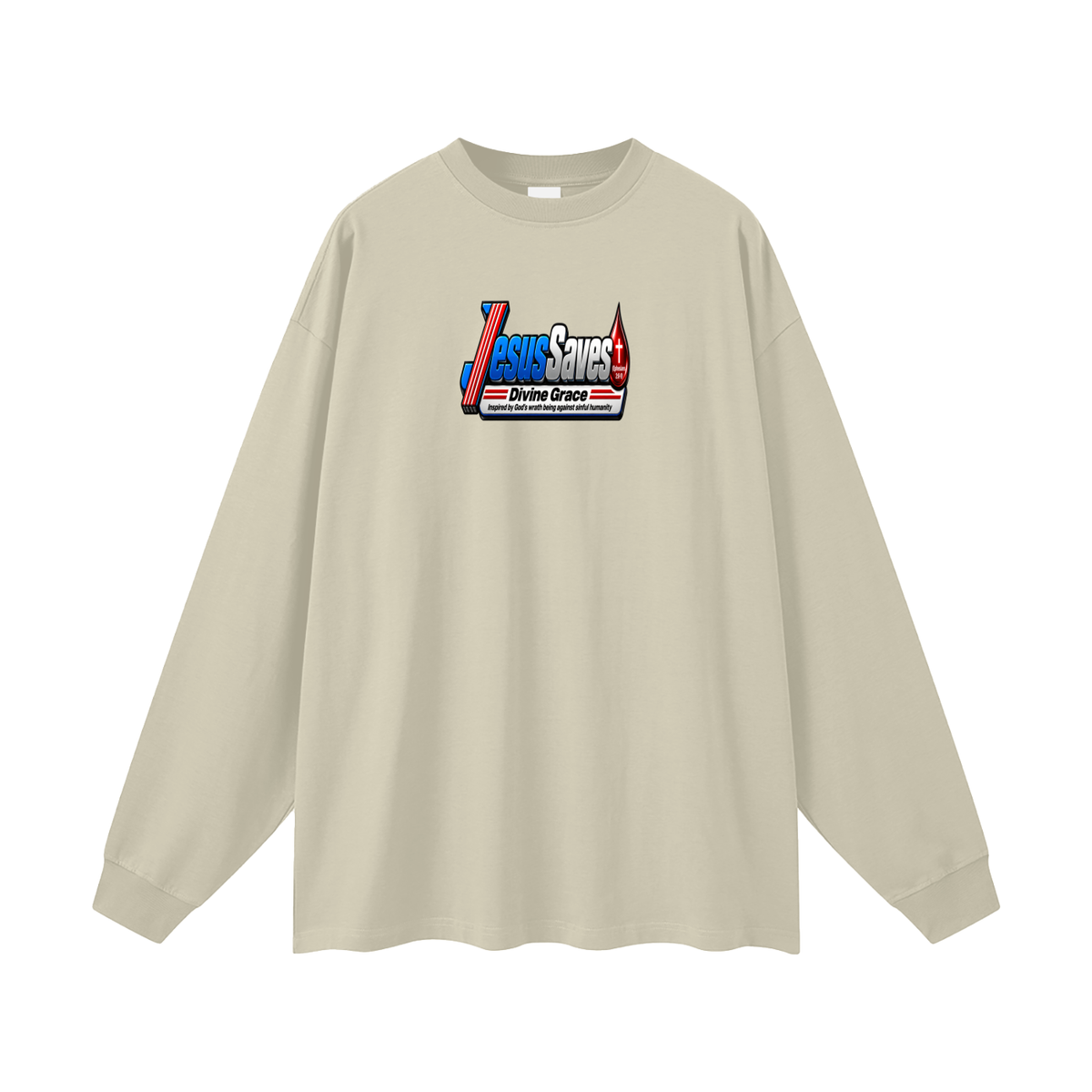JESUS SVAES (EPHESIANS 2:8-9) DIVINE GRACE INSPIRED BY GOD'S WRATH BEING AGAINST SINFUL HUMANITY Long Sleeve T-Shirt