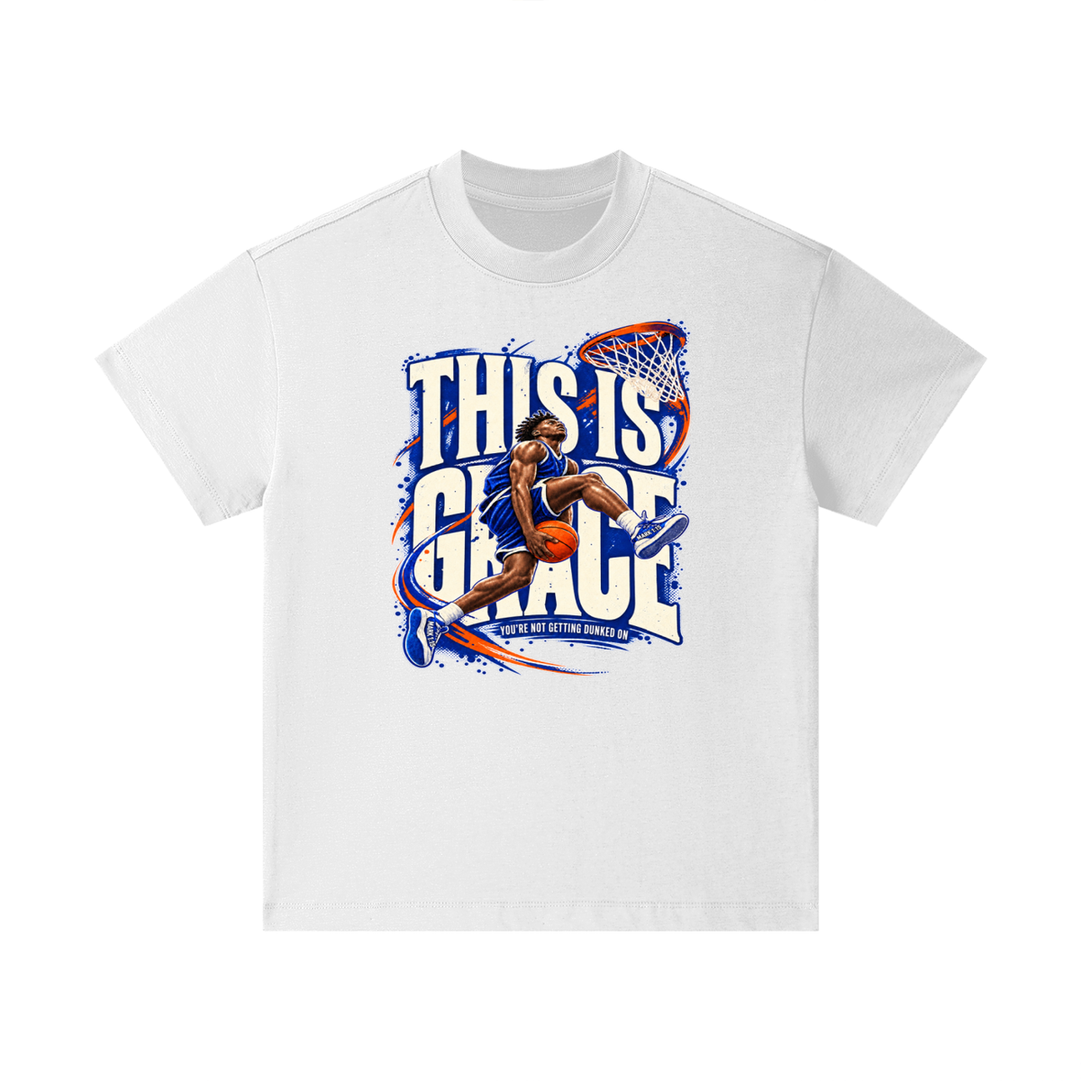 THIS IS GRACE YOU'RE NO GETTING DUNKED ON ( MARK 1:15 IS ON HIS SHOES ) Kids T-Shirt