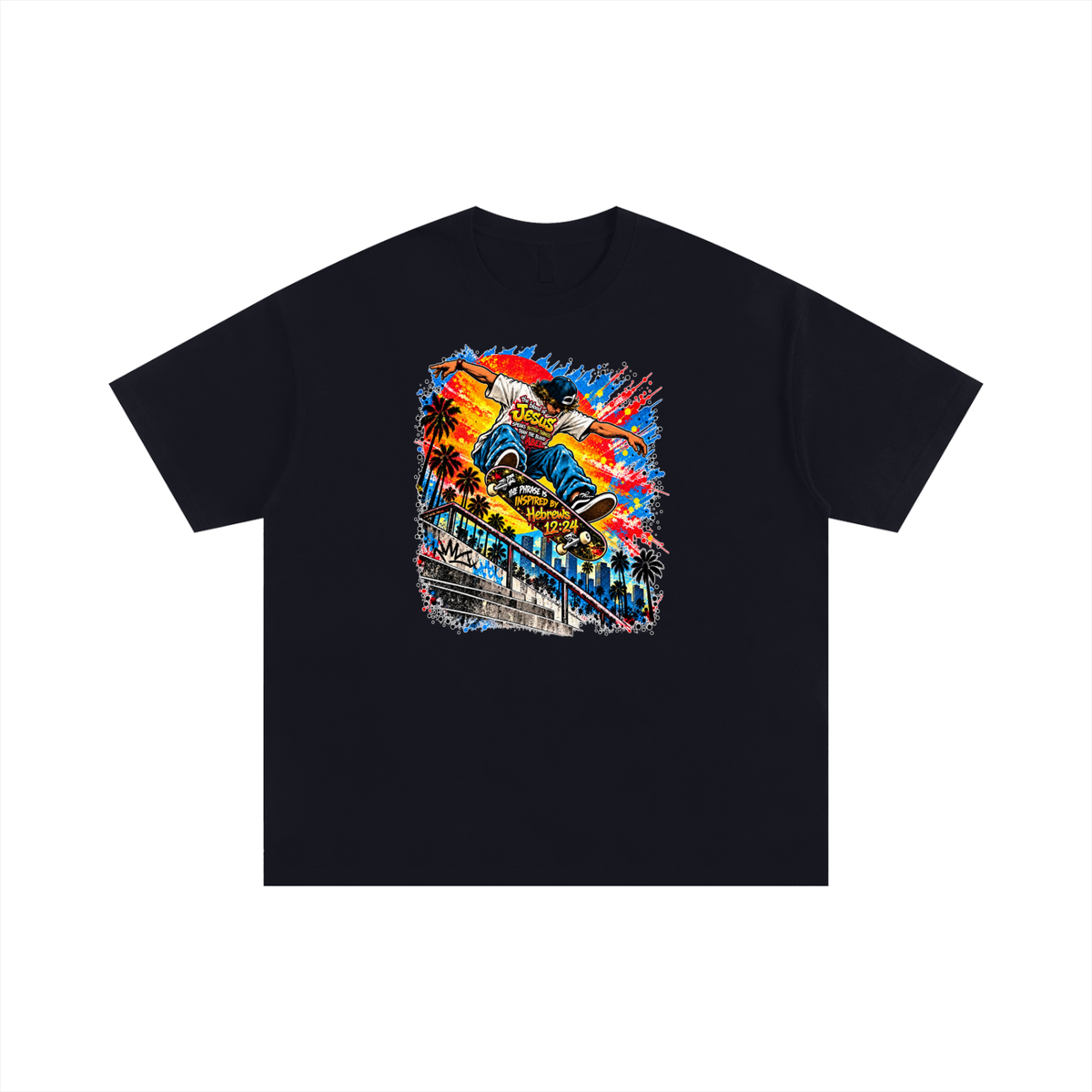 the blood of Jesus speaks better things than the blood of Abel the phrase is inspired by HEBREWS 12:24 skater T-Shirt