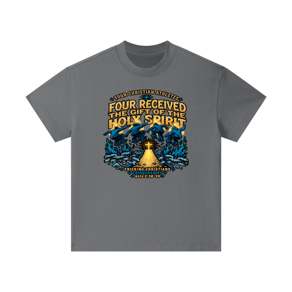 FOUR CHRISTIAN ATHLETES FOUR RECEIVED THE GIFT OF THE HOLY SPIRIT FRICKING CHRISTIANS TRIGGERED BY Acts 2:38-39 Kids T-Shirt