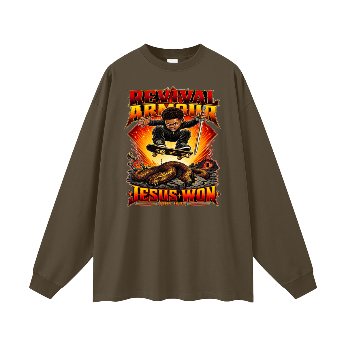 REVIVAL ARMOUR JESUS * WON - JOHN 16:33 - Long Sleeve T-Shirt