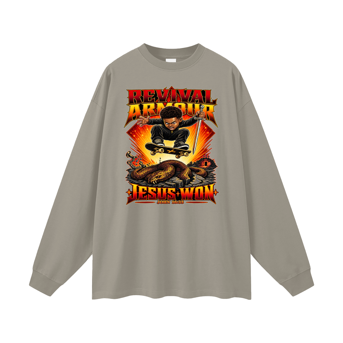 REVIVAL ARMOUR JESUS * WON - JOHN 16:33 - Long Sleeve T-Shirt