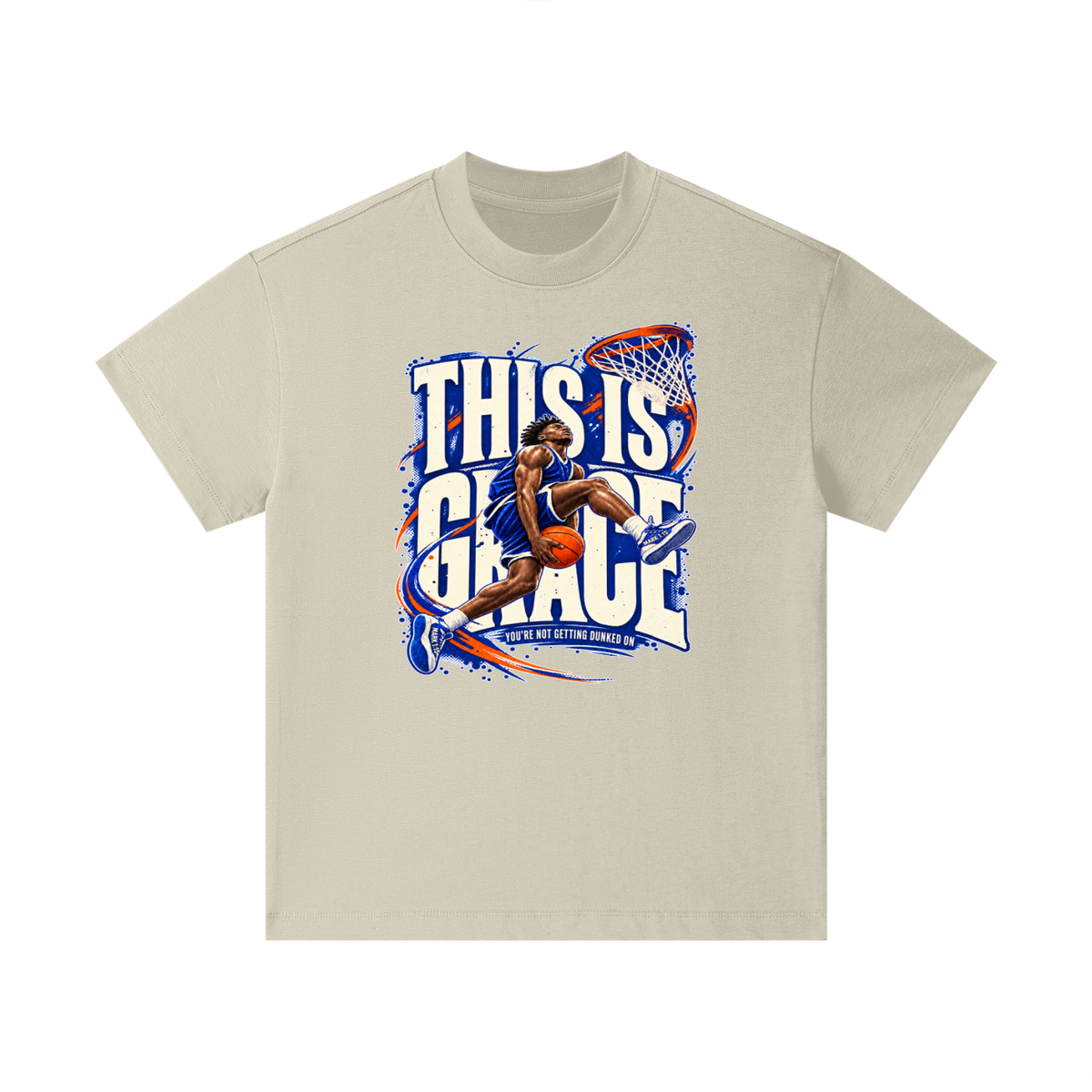 THIS IS GRACE YOU'RE NO GETTING DUNKED ON ( MARK 1:15 IS ON HIS SHOES ) Kids T-Shirt