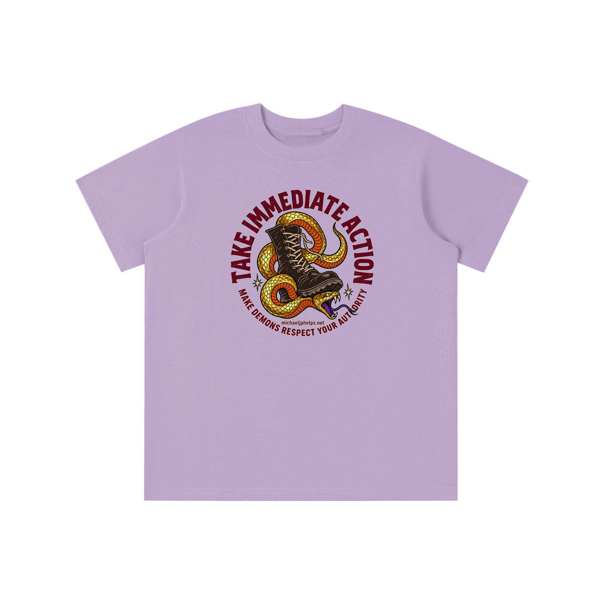 TAKE IMMEDIATE ACTION MAKE DEMONS RESPECT YOUR AUTHORITY michaeljphelps.net youth T-shirt