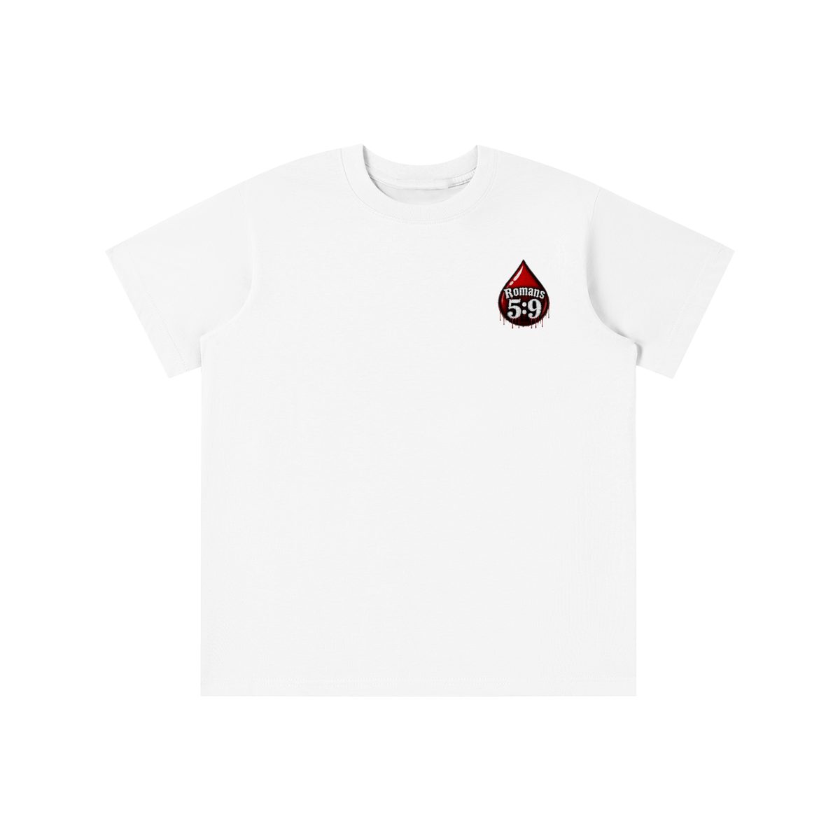 Romans 5:9 blood emoji youth T-shirt