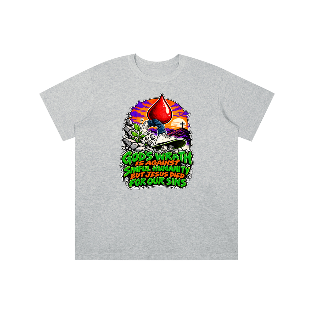 GOD'S WRATH IS AGAINST SINFUL HUMANITY BUT JESUS DIED FOR OUR SINS youth T-shirt