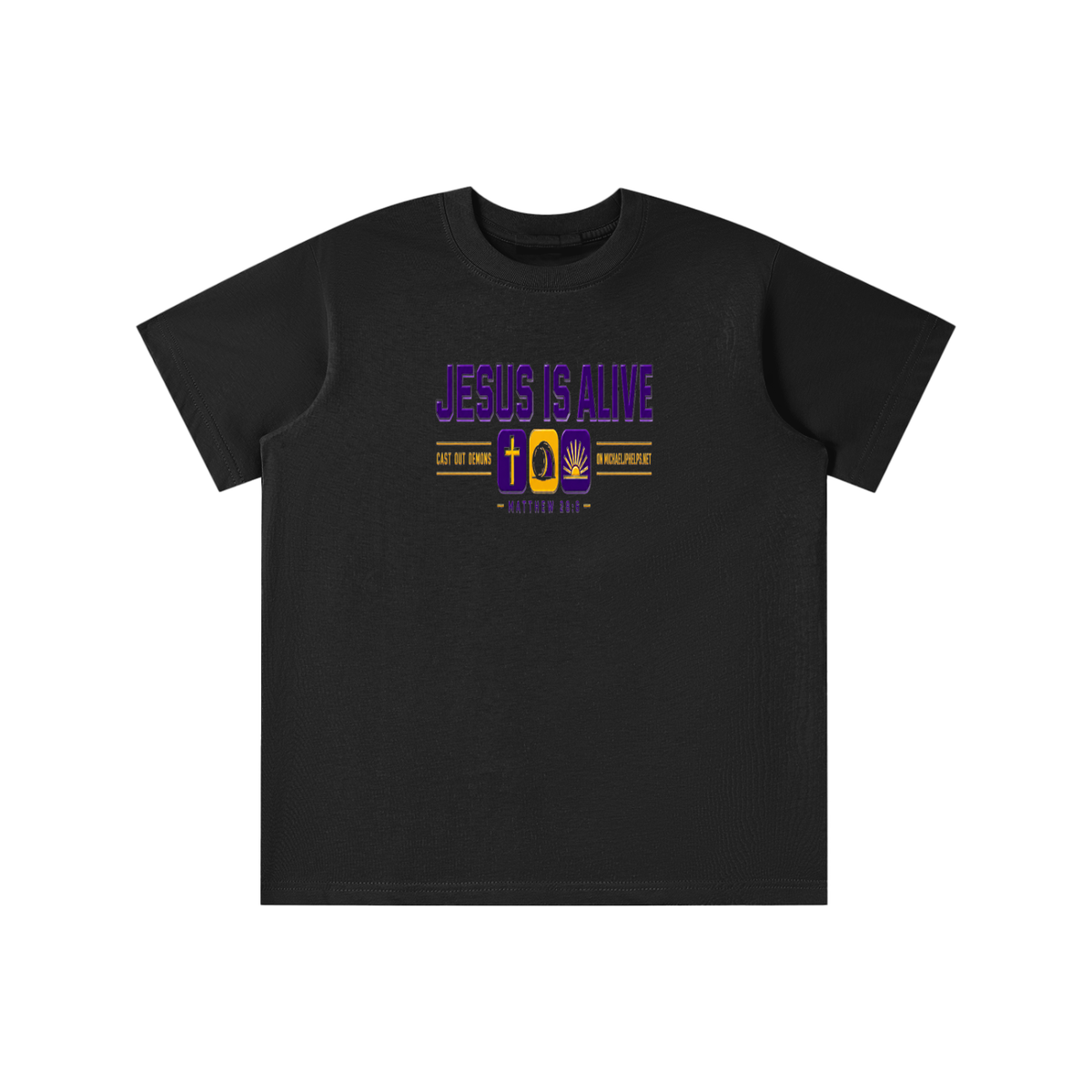 JESUS IS ALIVE CAST OUT DEMONS ON MICHAELJPHELPS.NET youth T-shirt