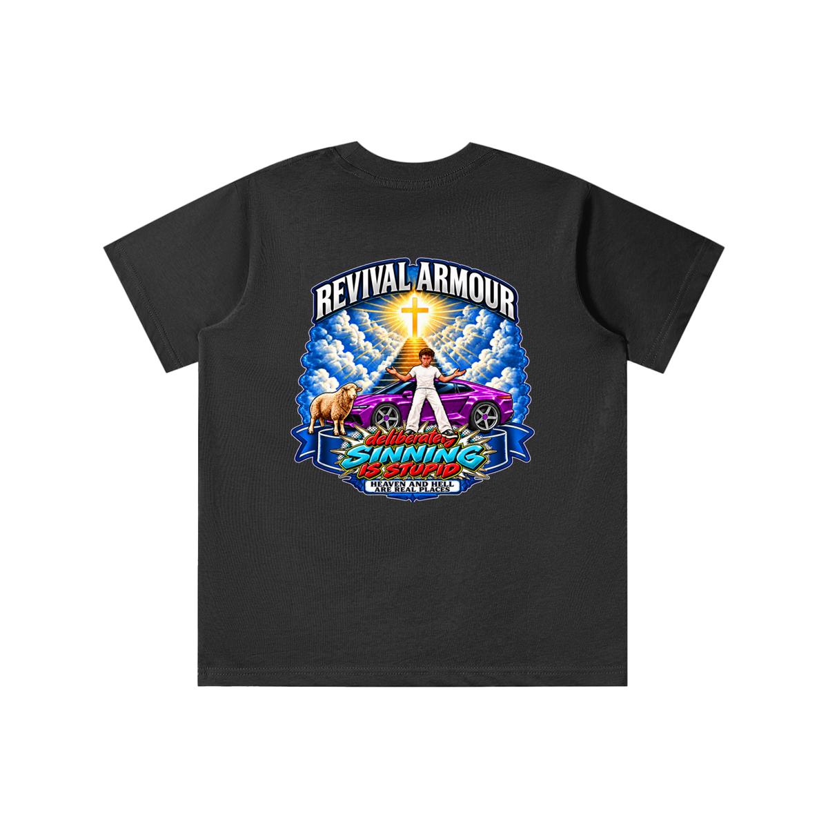 REVIVAL ARMOUR deliberately SINNING IS STUPID HEAVEN AND HELL ARE REAL PLACES DITCH UNGODLINESS Triggered by MARK 1:15 youth T-shirt