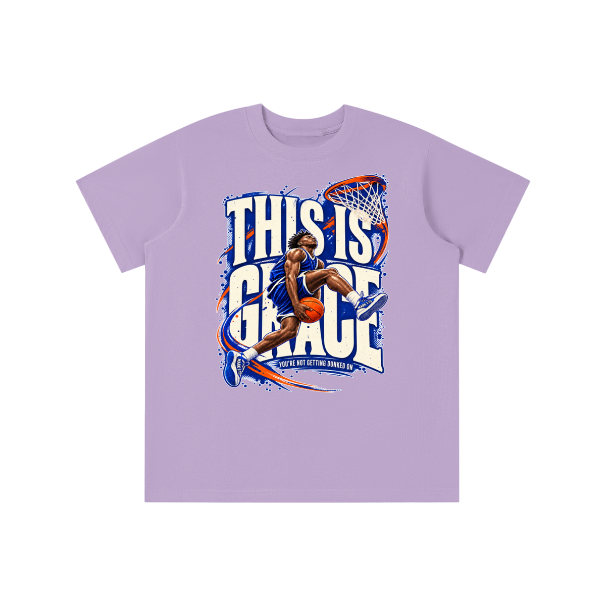 THIS IS GRACE YOU'RE NO GETTING DUNKED ON ( MARK 1:15 IS ON HIS SHOES ) youth T-shirt