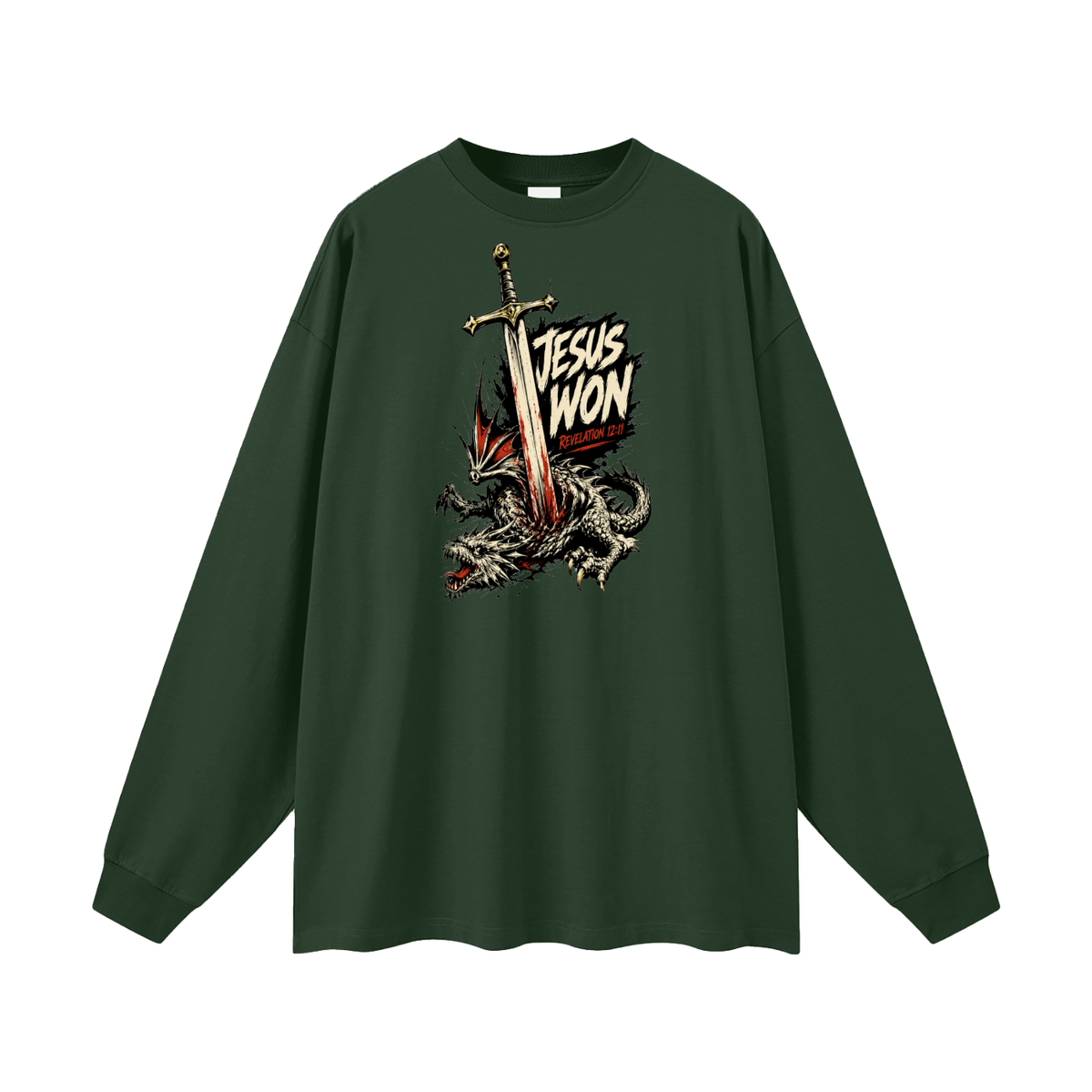 Jesus Won Revelation 12:11 Long Sleeve T-Shirt