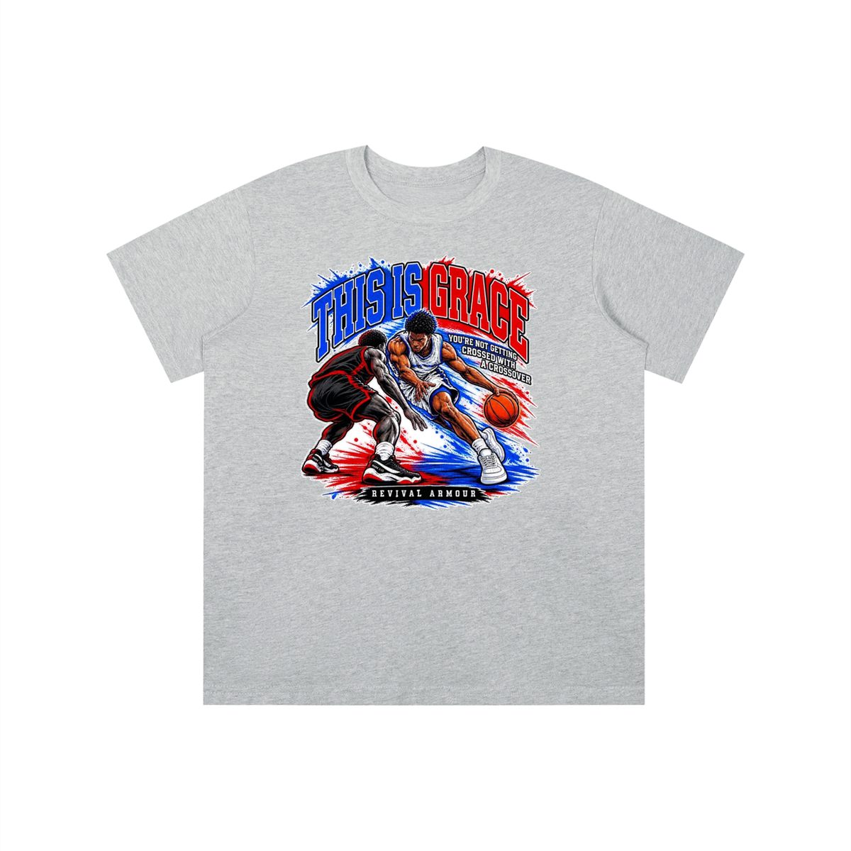 THIS IS GRACE YOU'RE NOT GETTING CROSSED WITH A CROSSOVER ( MARK 1:15 IS ON HIS SHOES TOO ) youth T-shirt