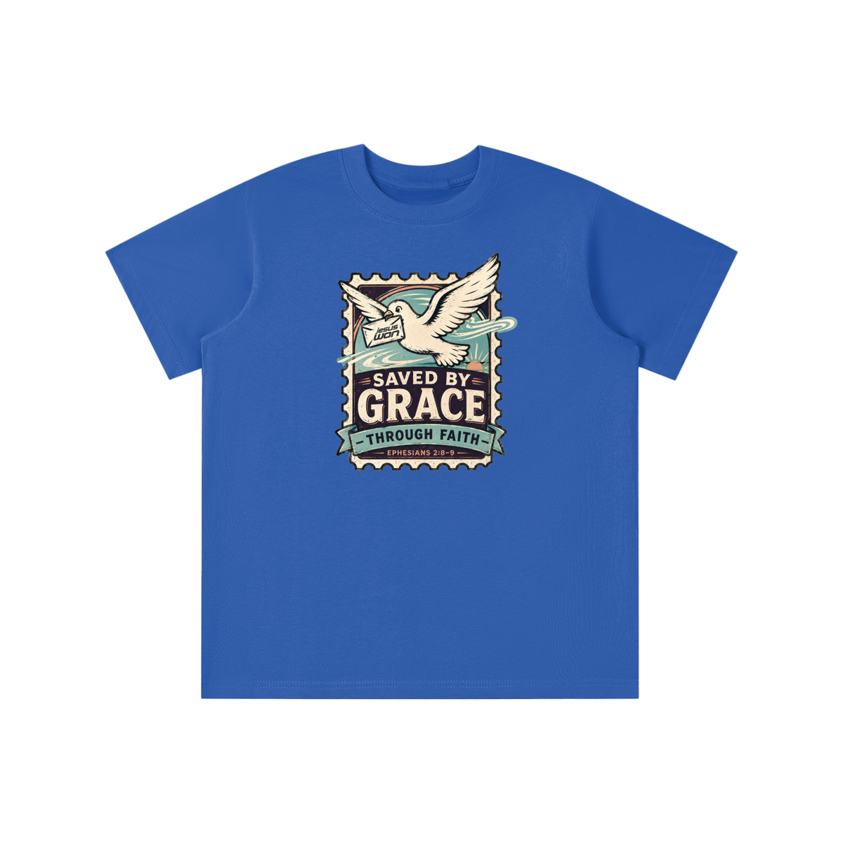 SAVED BY GRACE -THROUGH FAITH- - EPHESIANS 2:8-9 - youth T-shirt