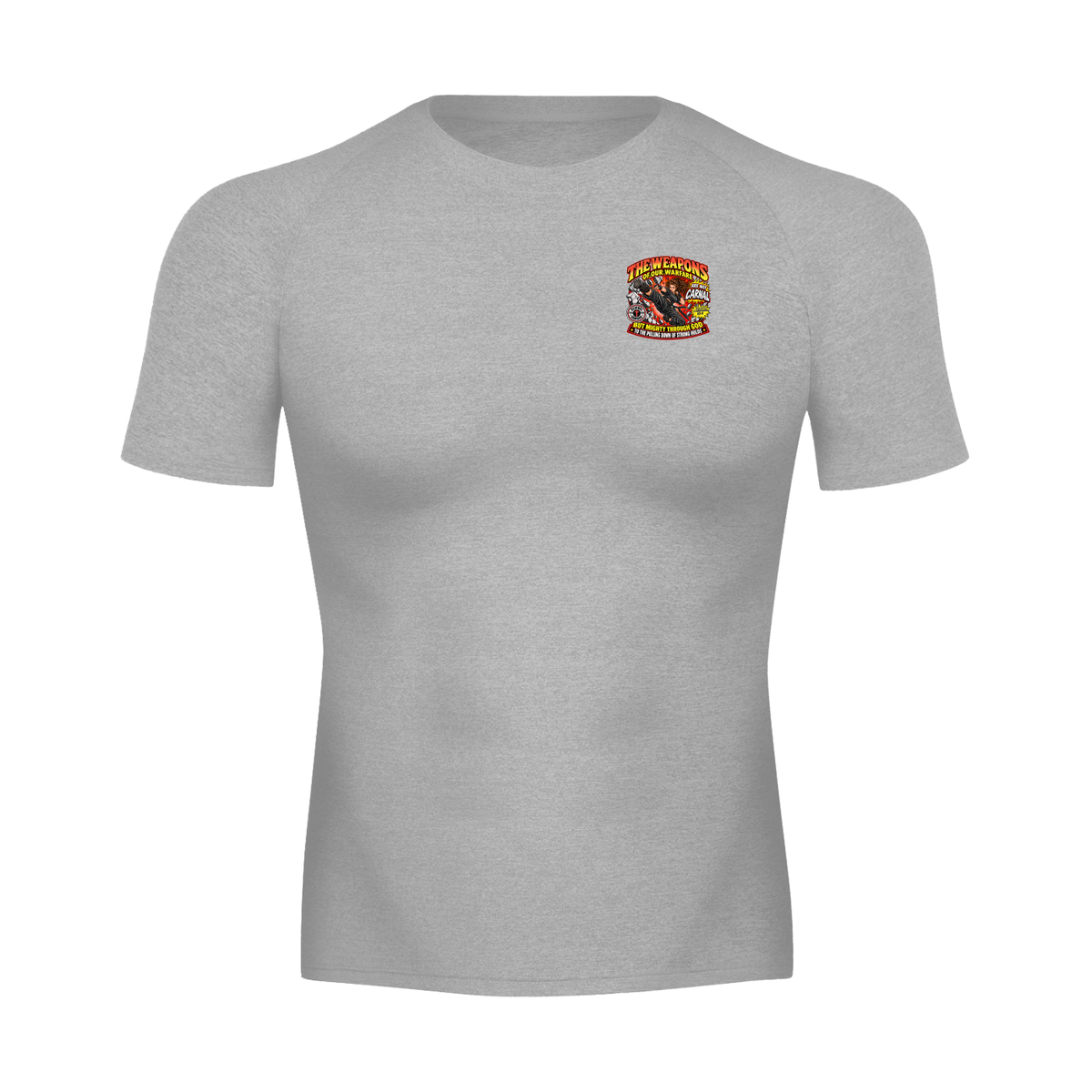 THE WEAPONS OF OUR WARFARE ARE NOT CARNAL INSPIRED BY 2 CORINTHIANS 10:4 BUT MIGHTY THROUGH GOD TO THE PULLING DOWN OF STRONG HOLDS REVIVAL ARMOUR sports T-Shirt