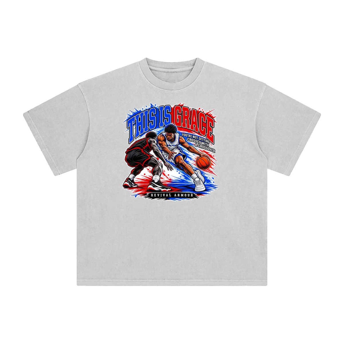 THIS IS GRACE YOU'RE NOT GETTING CROSSED WITH A CROSSOVER ( MARK 1:15 IS ON HIS SHOES TOO ) T-Shirt