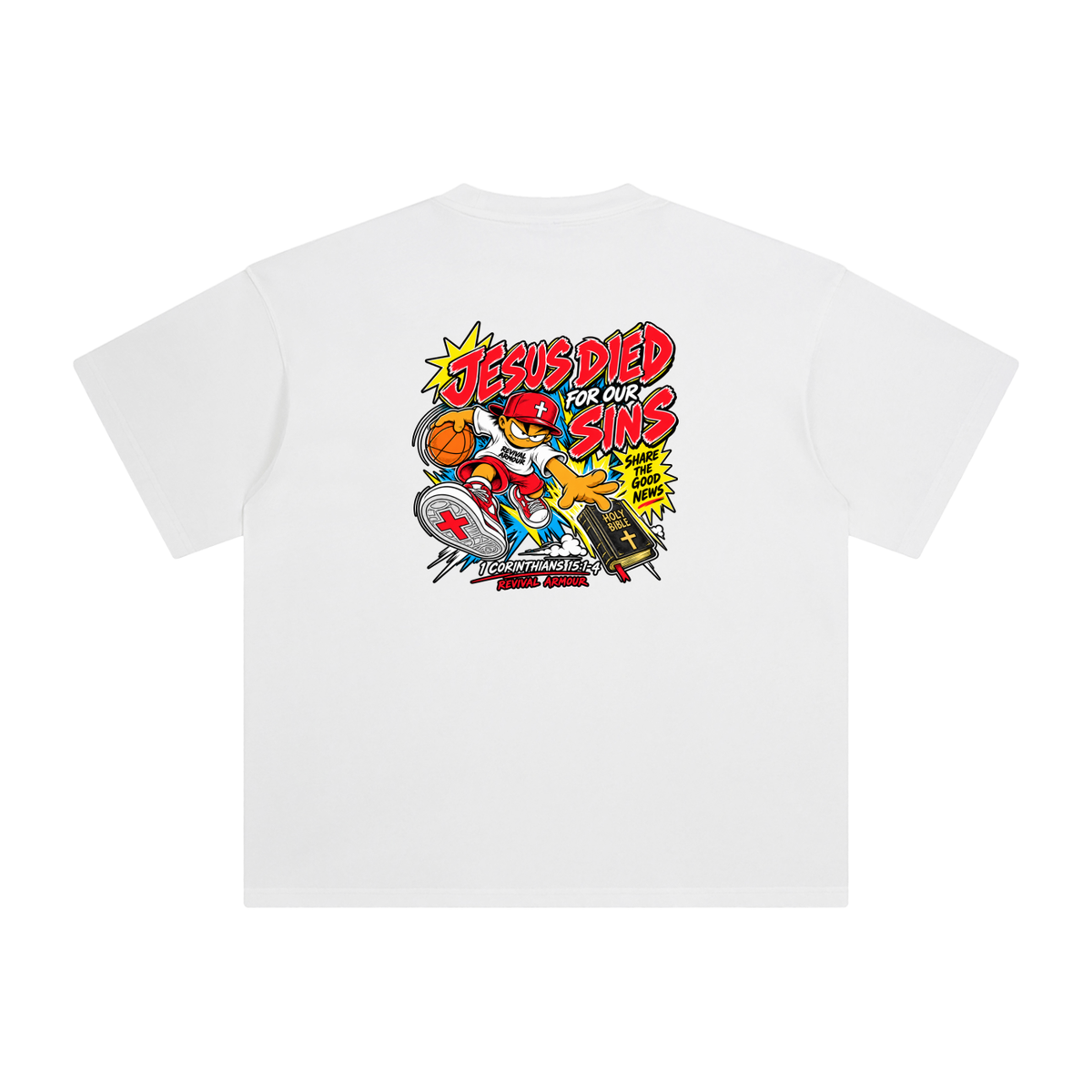SUBMIT TO JESUS RESIST THE DEVIL AND HE WILL FLEE FROM YOU INSPIRED BY JAMES 4:7 JESUS DIED FOR OUR SINS SHARE THE GOOD NEWS HOLY BIBLE 1 CORTHIANS 15:1-4 REVIVAL ARMOUR T-Shirt