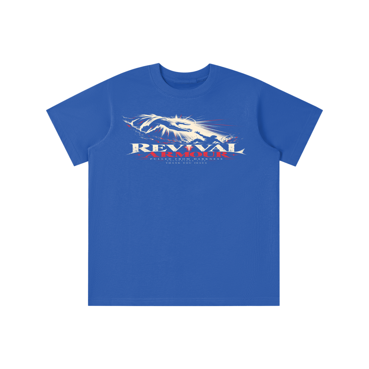 REVIVAL ARMOUR -PULLED FROM DARKNESS- -1 COLOSSIANS 1:13- THANK YOU JESUS youth T-shirt