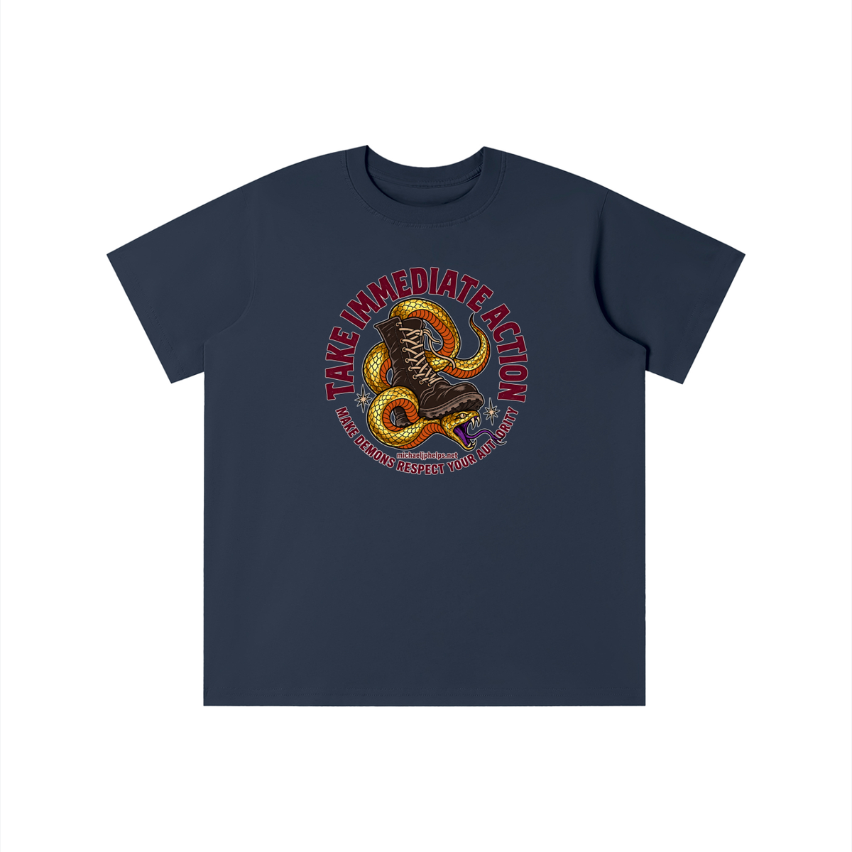 TAKE IMMEDIATE ACTION MAKE DEMONS RESPECT YOUR AUTHORITY michaeljphelps.net youth T-shirt