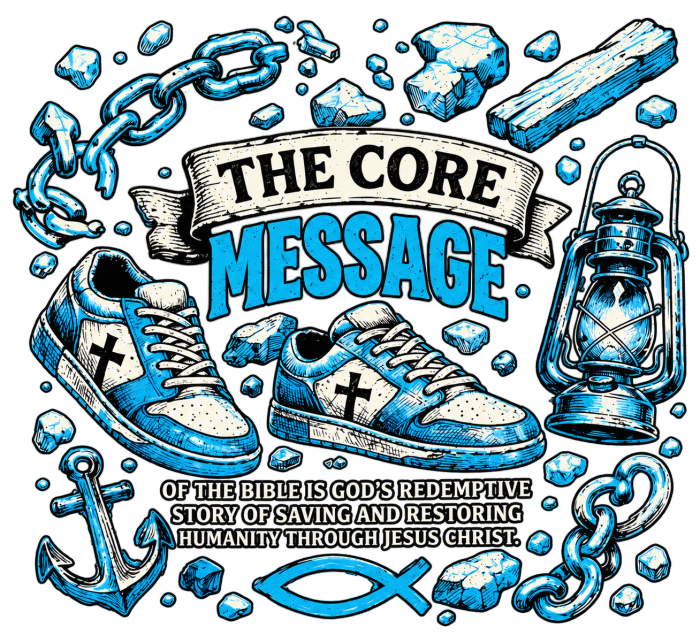 the core message of the bible is God's redemptive story of saving and restoring humanity through Jesus Christ. Hoodie