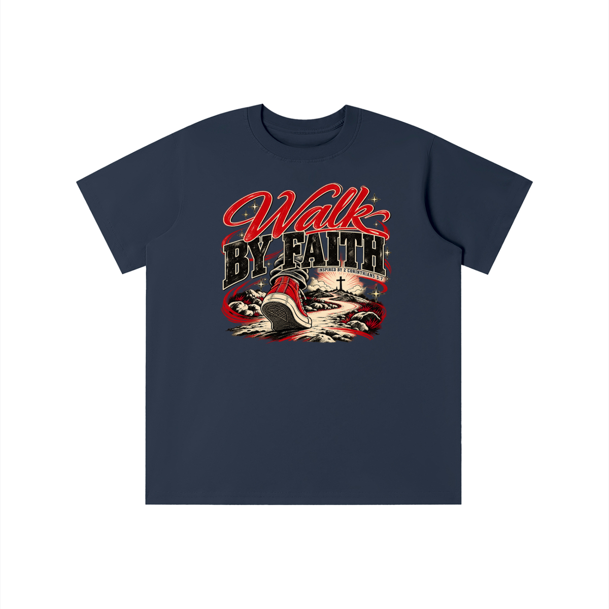 WALK BY FAITH INSPIRED BY 1 CORINTHIANS 5:7 youth T-shirt