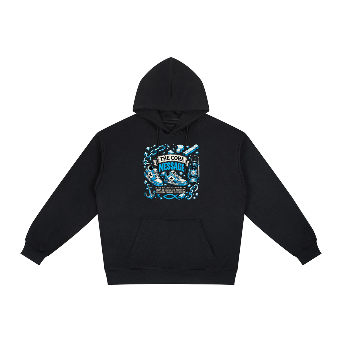 the core message of the bible is God's redemptive story of saving and restoring humanity through Jesus Christ. Hoodie